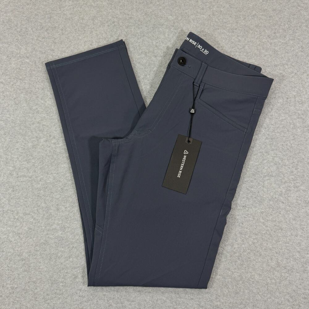 Western Rise Mens Evolution Pant Slim Fit 30x30 Blue Gray Stretch Travel NWT